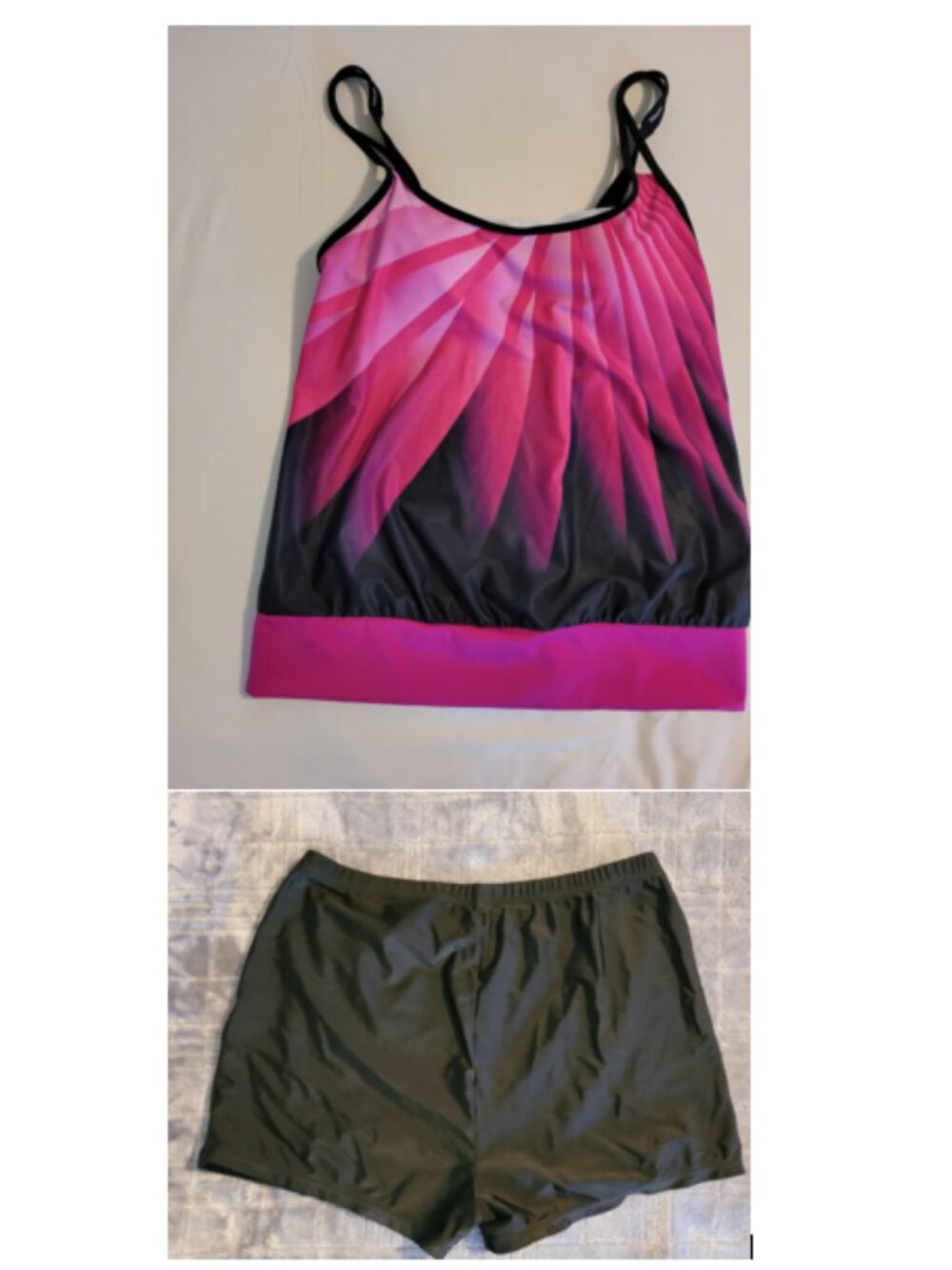Pink And Black Tankini Set